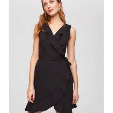 Loft Loft Black Wrap Ruffle Dress Size 2 - image 1