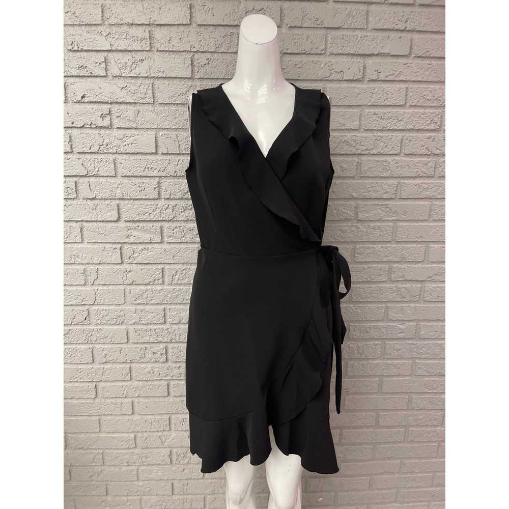Loft Loft Black Wrap Ruffle Dress Size 2 - image 3