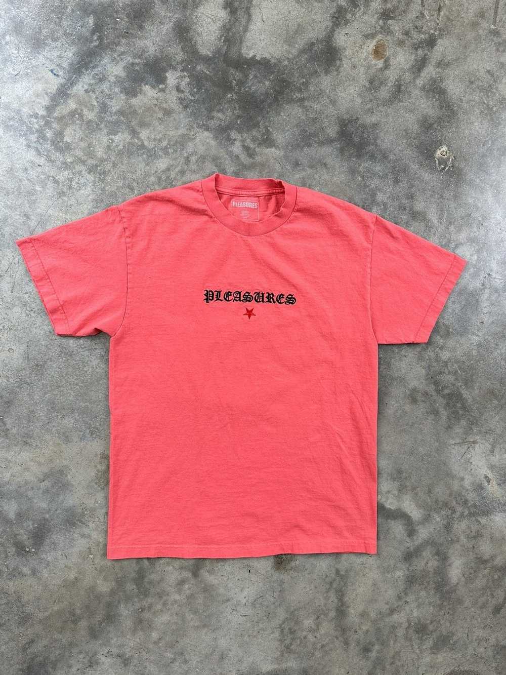 Pleasures Pleasures Red Embroidered Star Logo Tee… - image 1