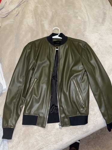 Zara Zara Leather jacket in OD Green