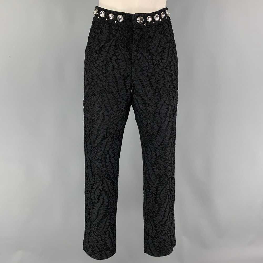 No. 21 Black Lace Cotton Blend Crystal Dress Pants - image 1