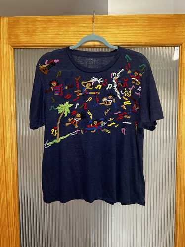 Designer embroidered linen tee by Bannerday