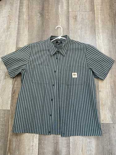 Streetwear × Stussy Striped Garage Work Shirt