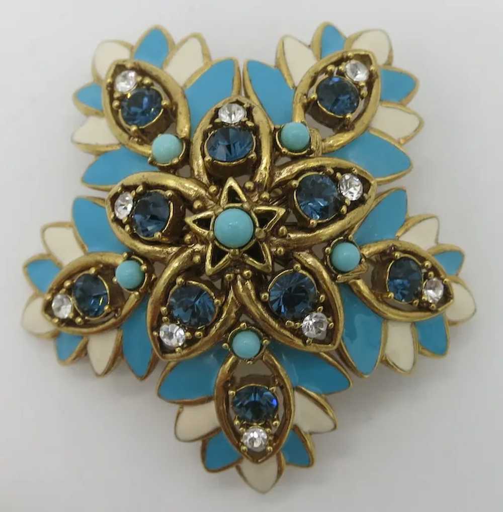 Joan Rivers Turquoise Enamel & Cabochon High Dome… - image 2