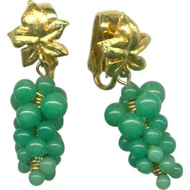 Lovely GREEN GRAPES Dangly Earrings - image 1