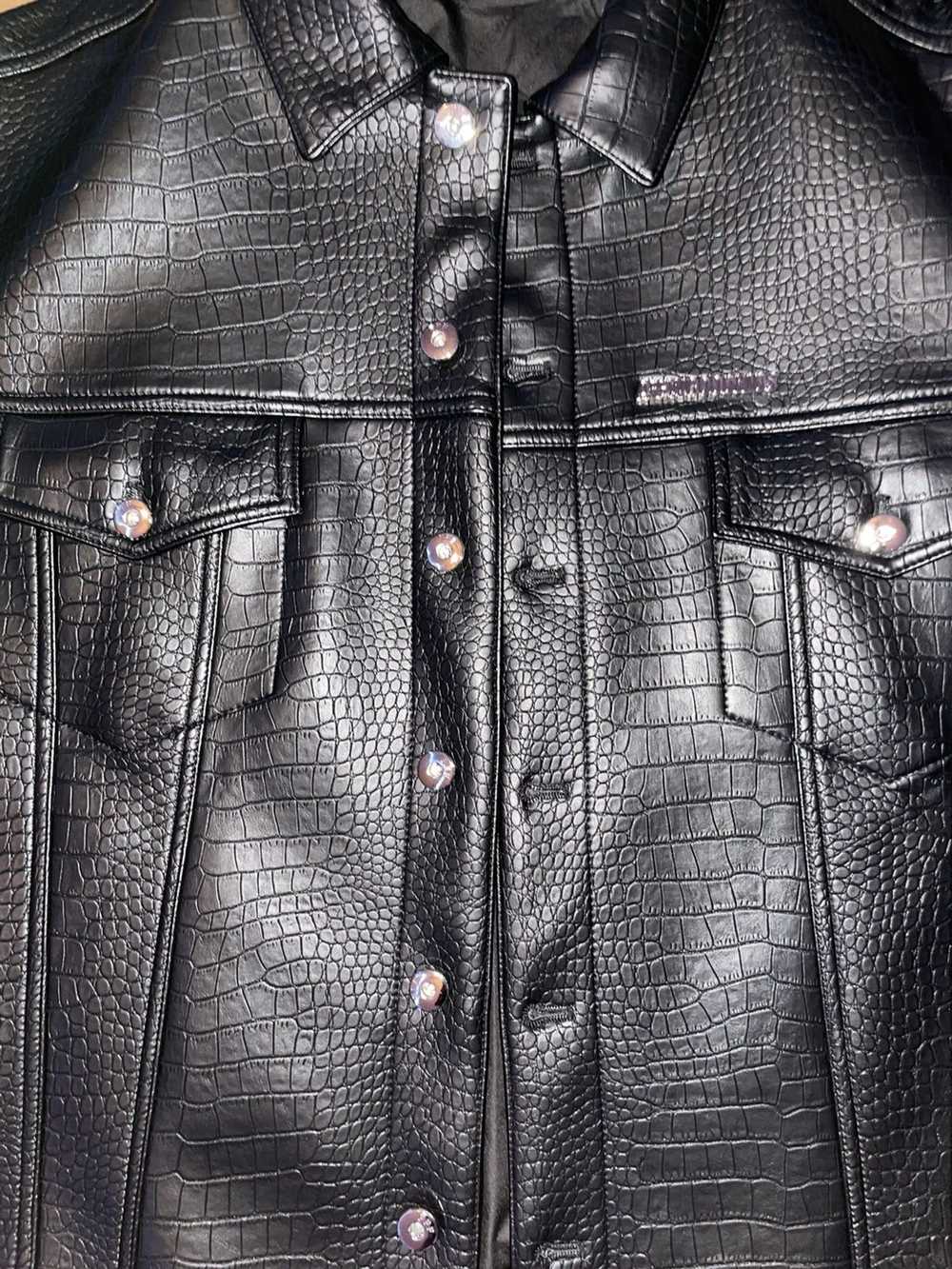 Luxury Crocodile Print Leather Jacket - DONCARE - image 2
