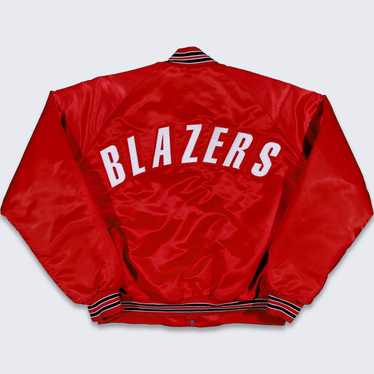 VTG NBA Portland Trail Blazers jacket sz Youth M 10/12 1/2 Zip Hooded Nylon  RETR