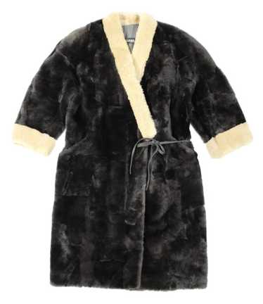 Vintage Plush Mouton Shearling Patchwork Kimono C… - image 1