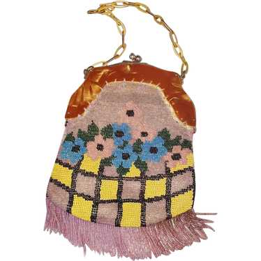 Edwardian "Basket of Daisies" Beaded Handbag - 191