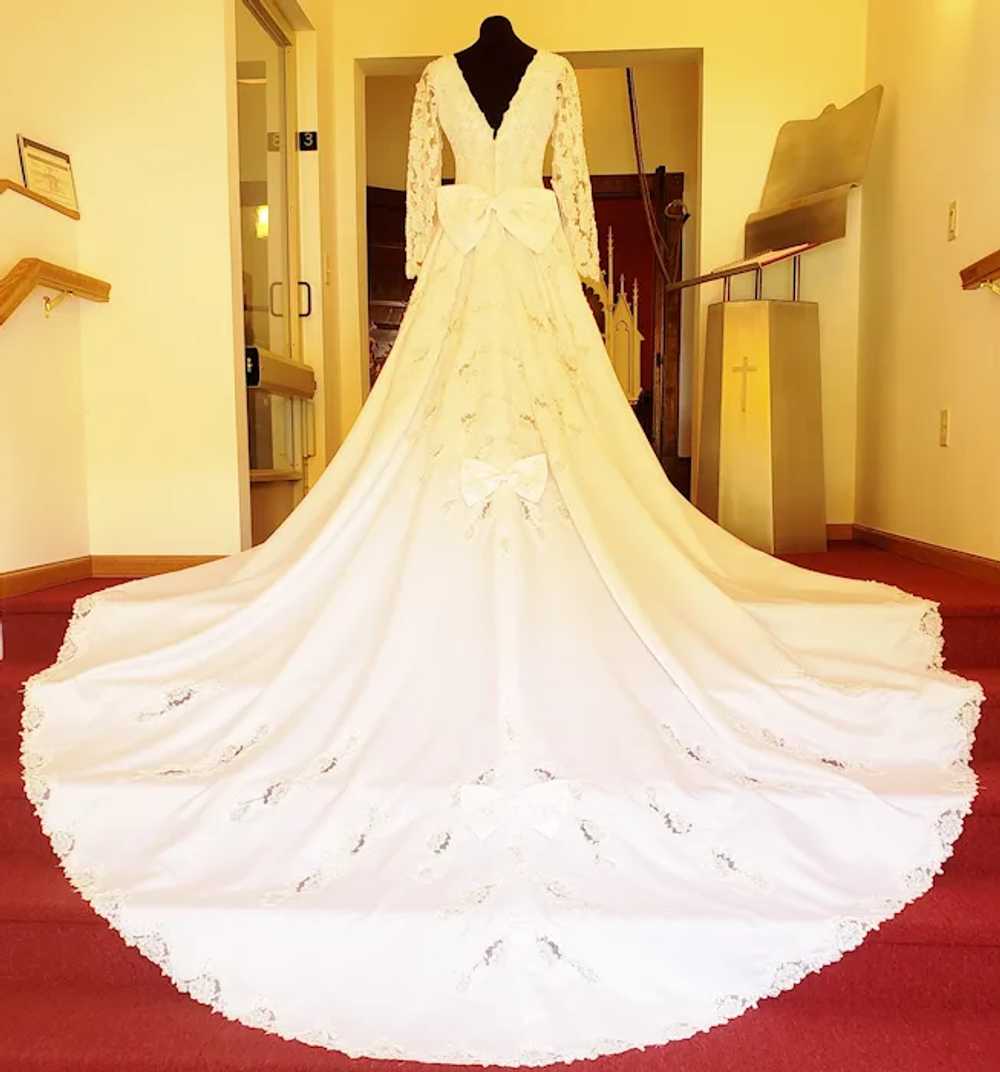 Pearls, Bows & Lace Stunning Satin Wedding Dress - Gem