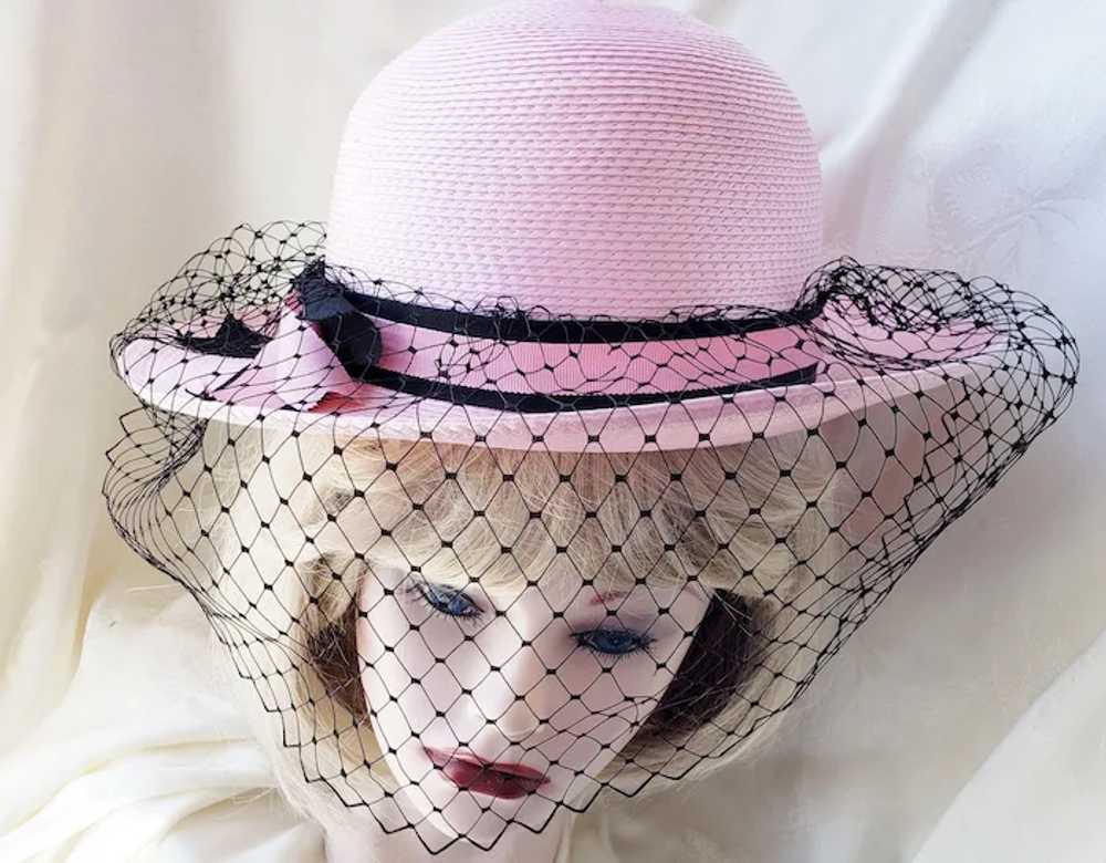 Pink 'n Black Veiled Vivacious Hat - image 3