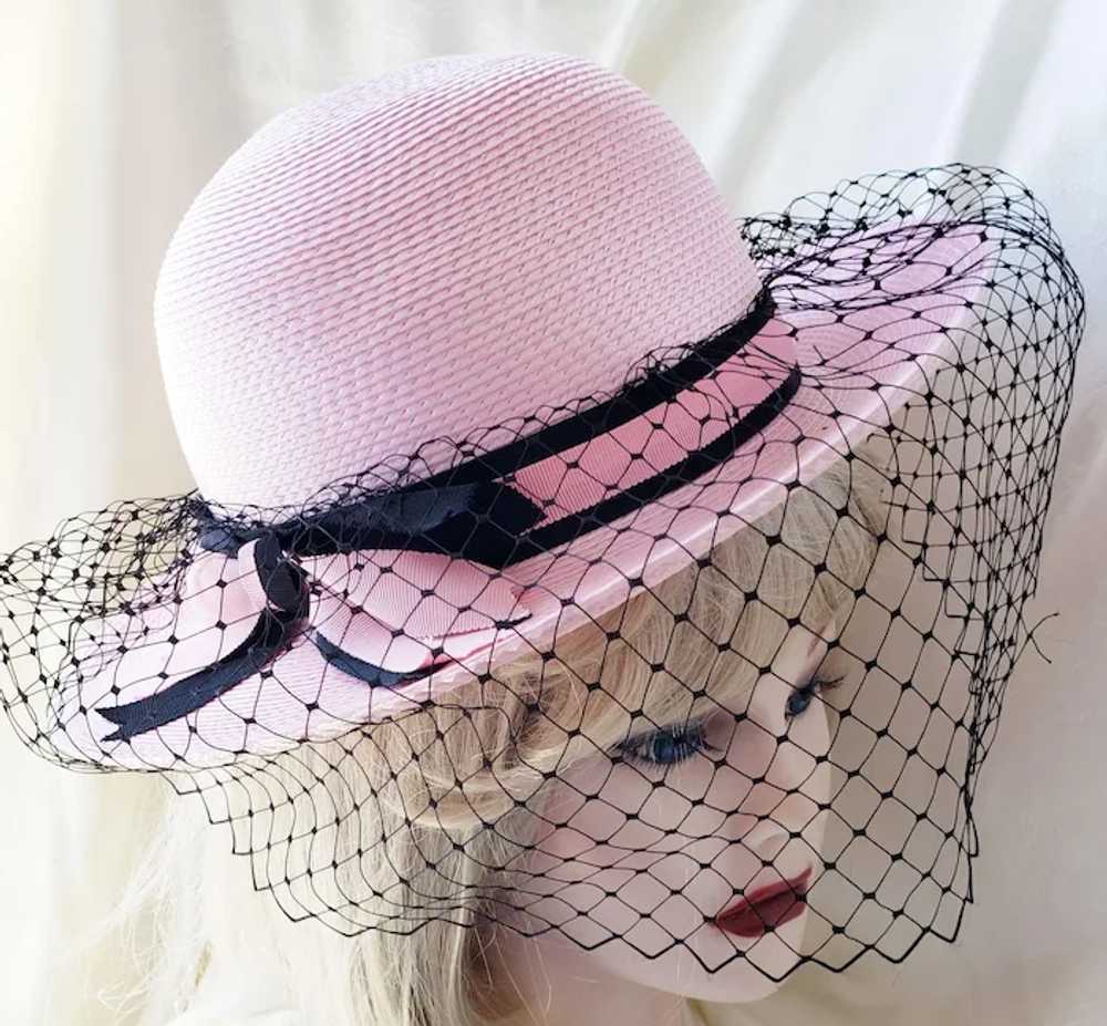 Pink 'n Black Veiled Vivacious Hat - image 4