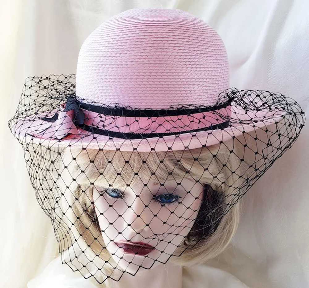 Pink 'n Black Veiled Vivacious Hat - image 6