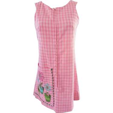 Pink Gingham & Flower Pot Summertime Day Dress - image 1