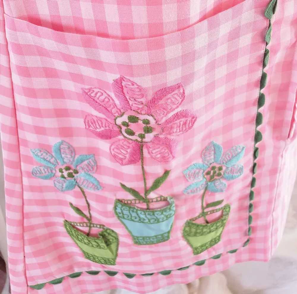 Pink Gingham & Flower Pot Summertime Day Dress - image 3