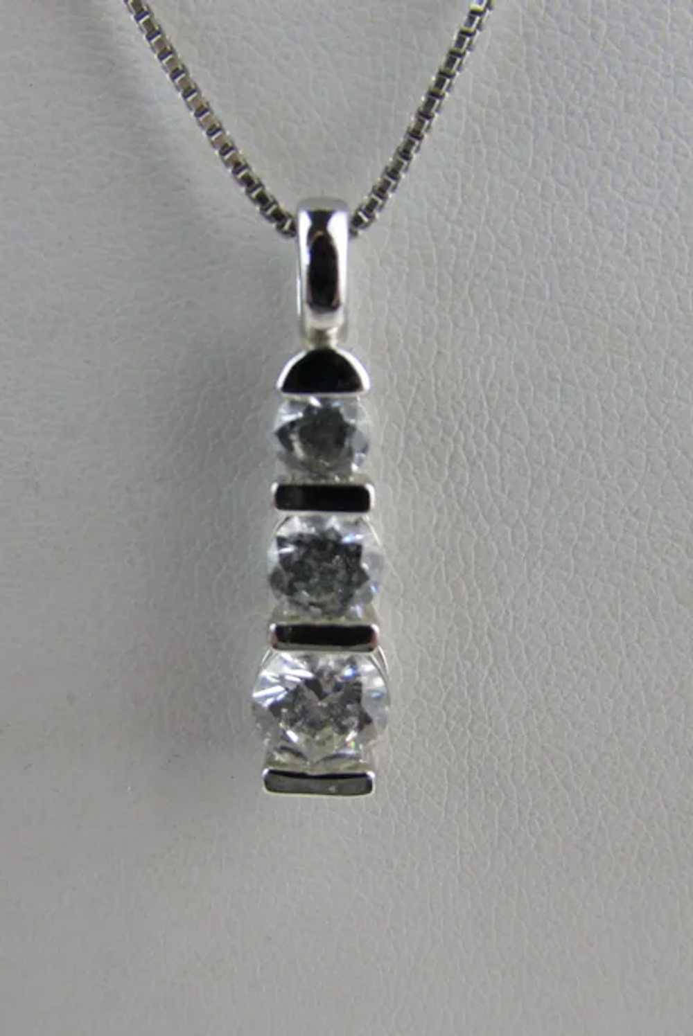 Sterling Silver CZ Pendant on Sterling Silver Cha… - image 3