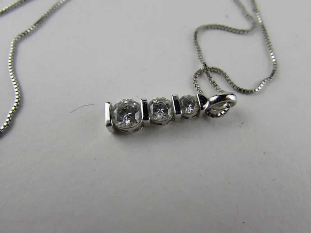 Sterling Silver CZ Pendant on Sterling Silver Cha… - image 9