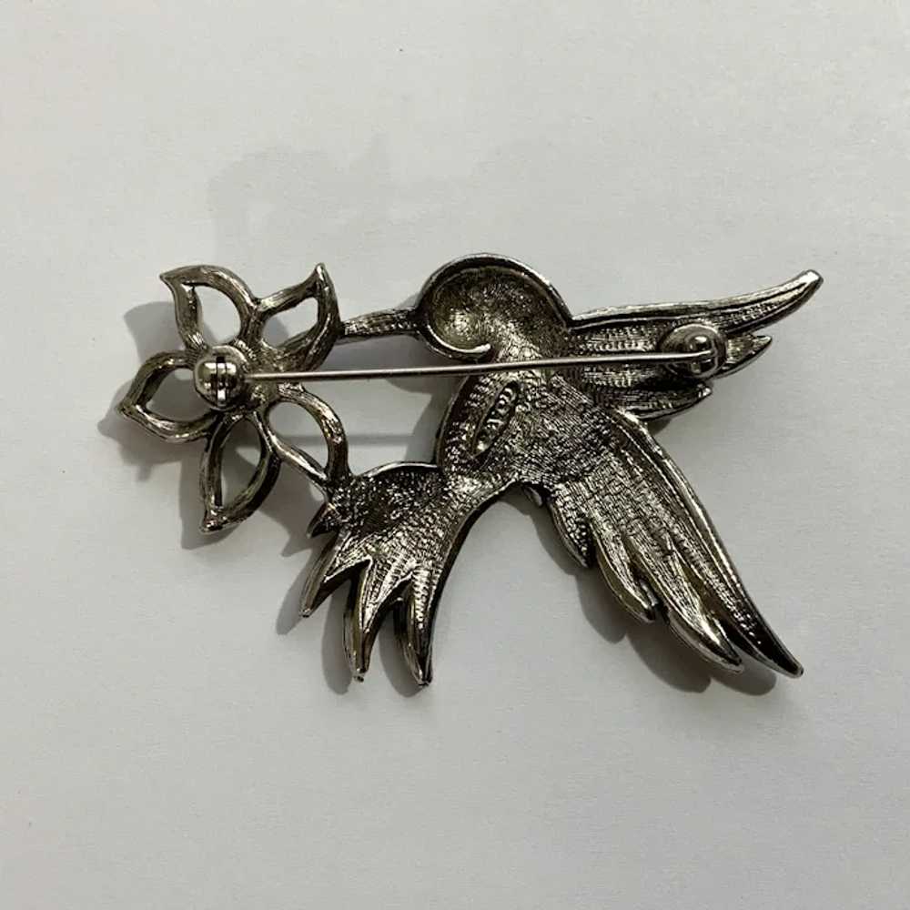 Fancy Avon Silver-Tone Hummingbird Bird Brooch Pin - image 2