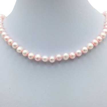 18" Pink Pearl Necklace with 10K Gold Clasp - image 1
