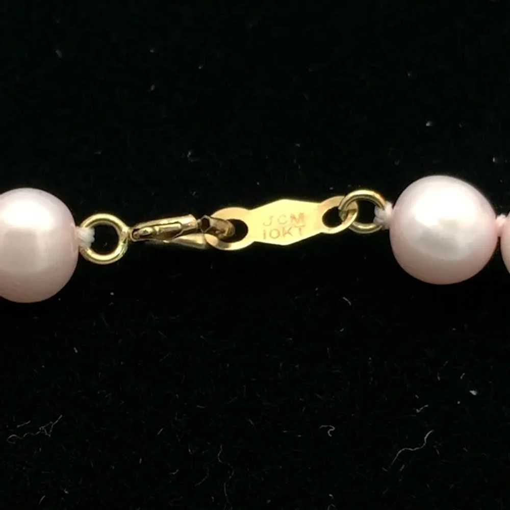 18" Pink Pearl Necklace with 10K Gold Clasp - image 5