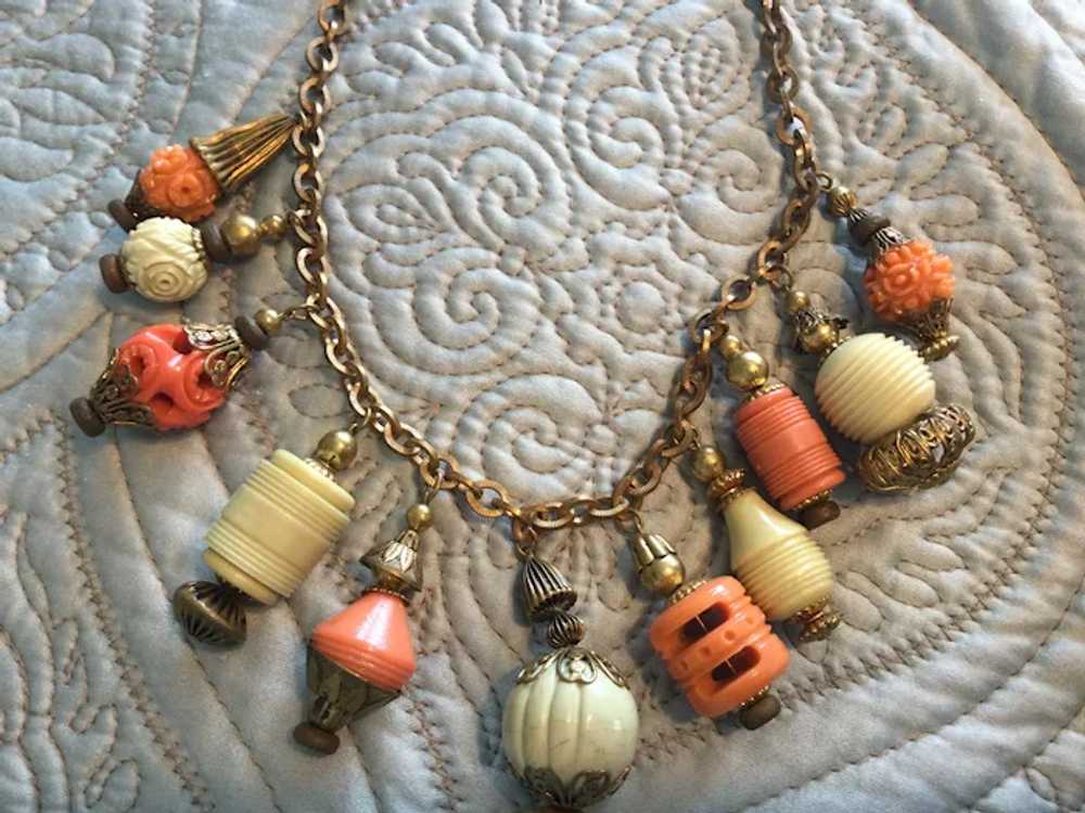 Vintage Miriam Haskell Carved Celluloid Charm or … - image 2