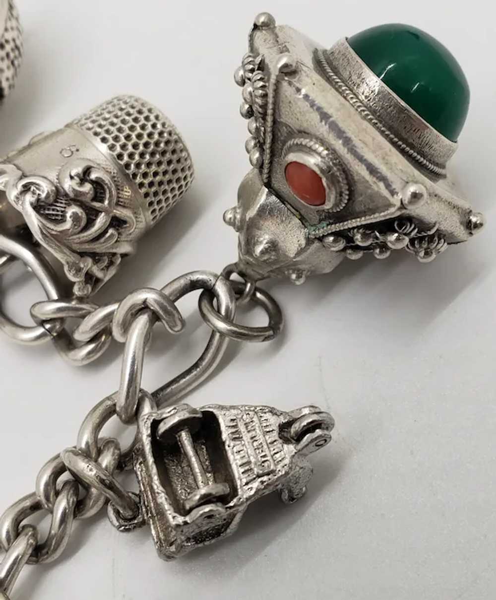 Vintage Sterling Silver Loaded Charms Taxco Brace… - image 7