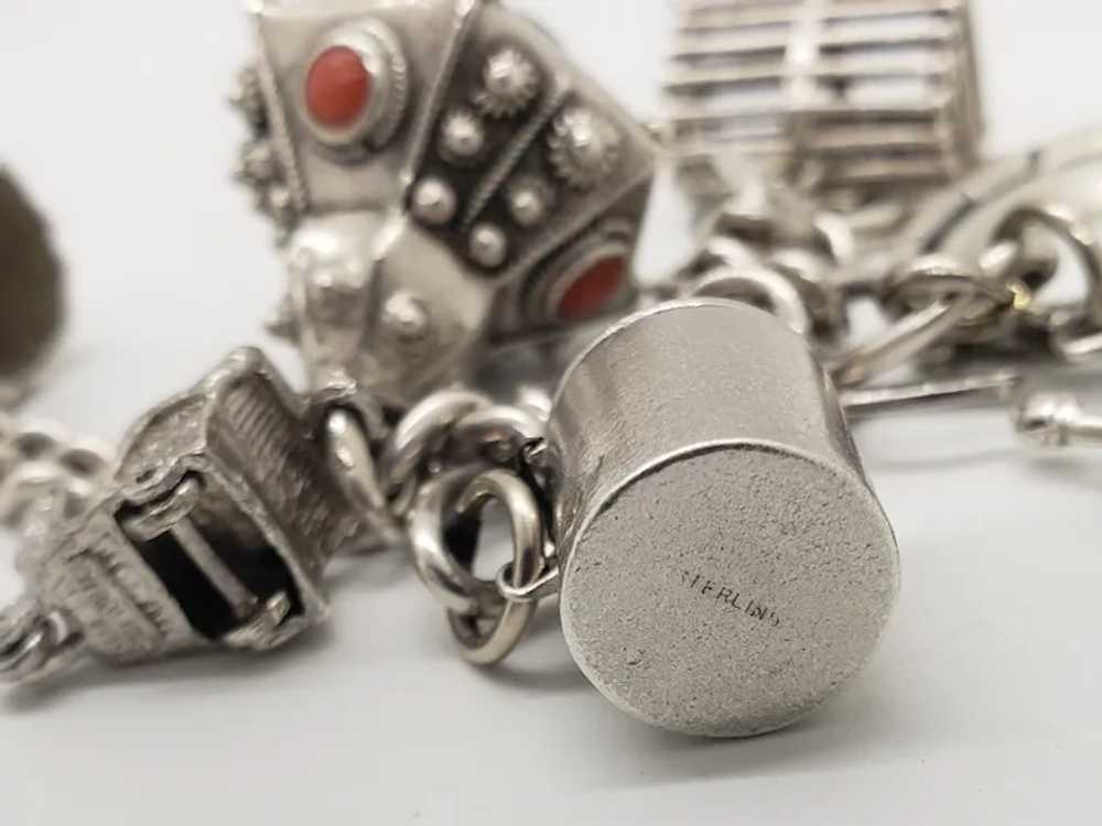 Vintage Sterling Silver Loaded Charms Taxco Brace… - image 9