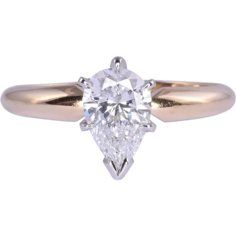 Pear Solitaire Diamond Engagement Ring - image 1