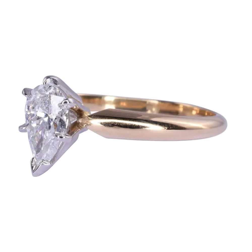 Pear Solitaire Diamond Engagement Ring - image 2