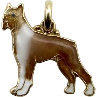 Vintage 14K Gold Enameled Boxer Dog Charm