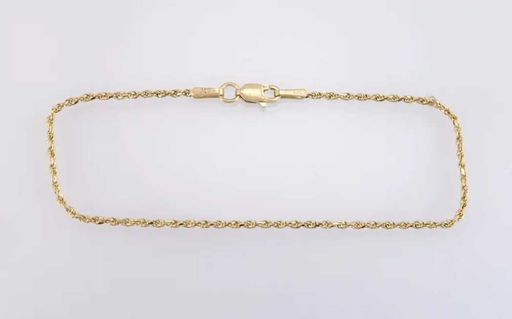 14K Yellow Gold Rope Chain 7" Bracelet 1.9 gram - image 2