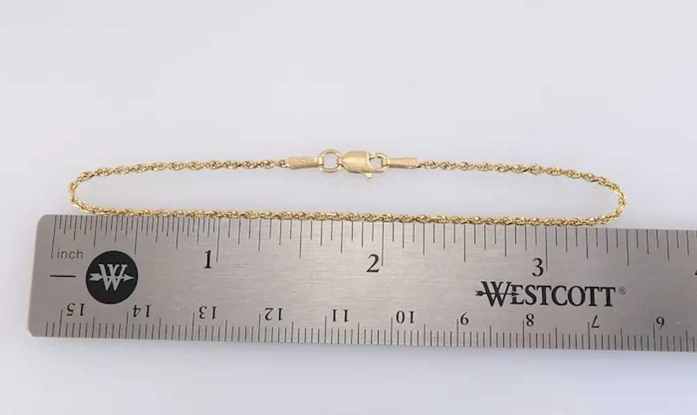 14K Yellow Gold Rope Chain 7" Bracelet 1.9 gram - image 5