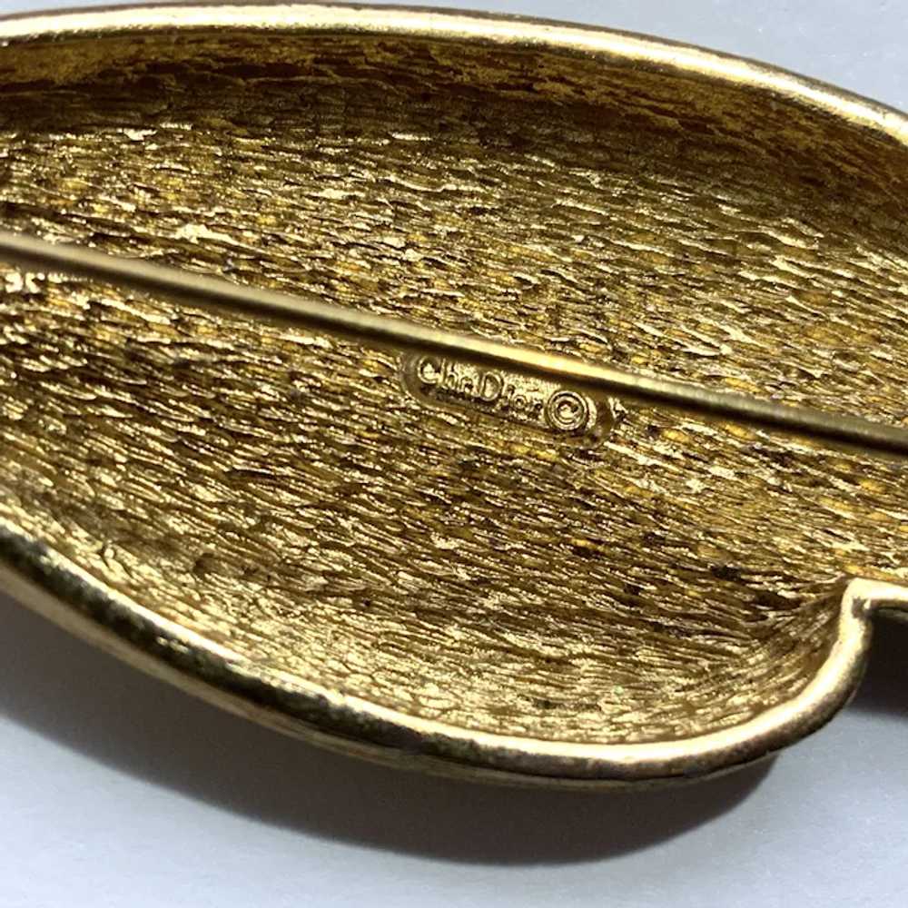 Christian Dior Gold Tone Leaf  Designer Brooch Pi… - image 2