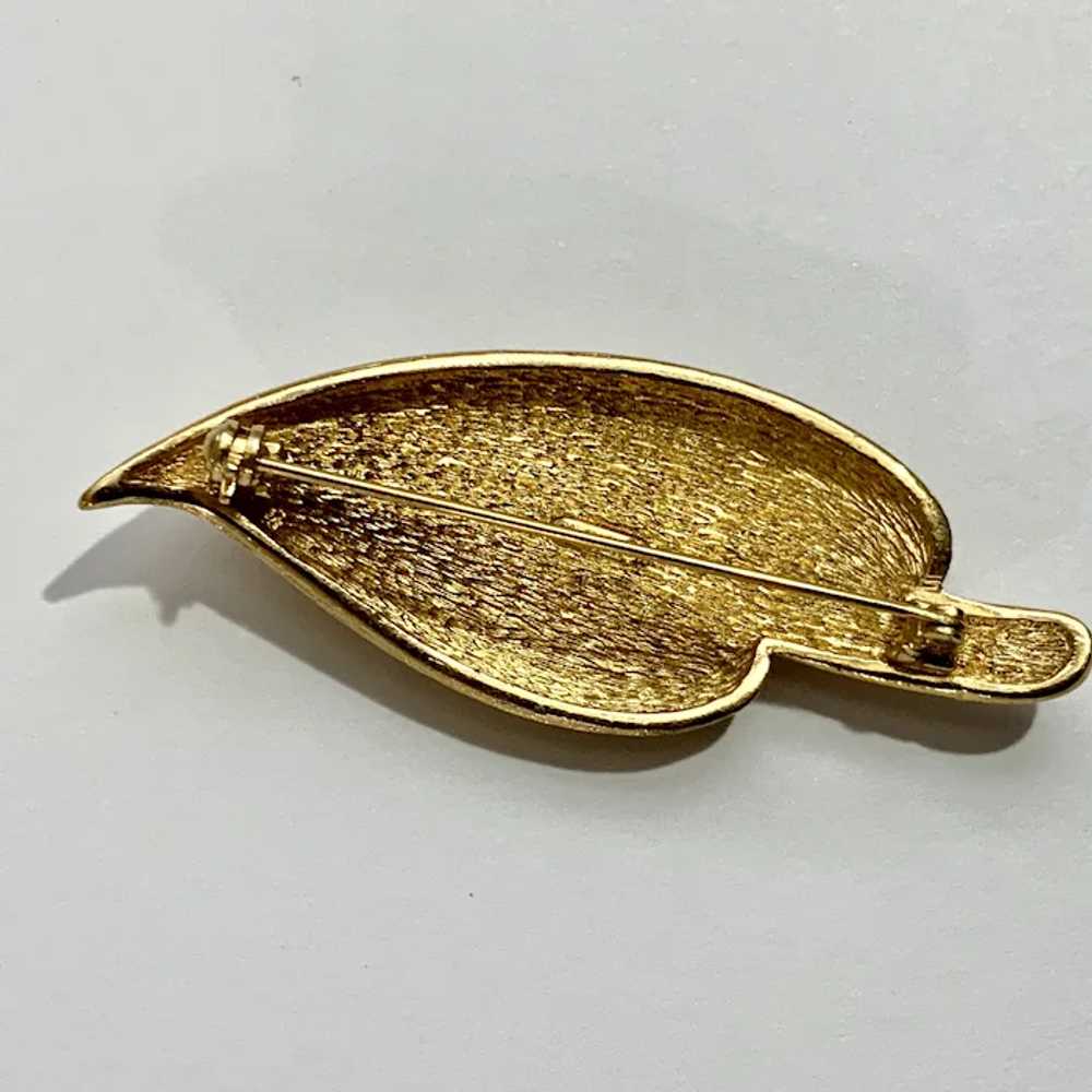 Christian Dior Gold Tone Leaf  Designer Brooch Pi… - image 3