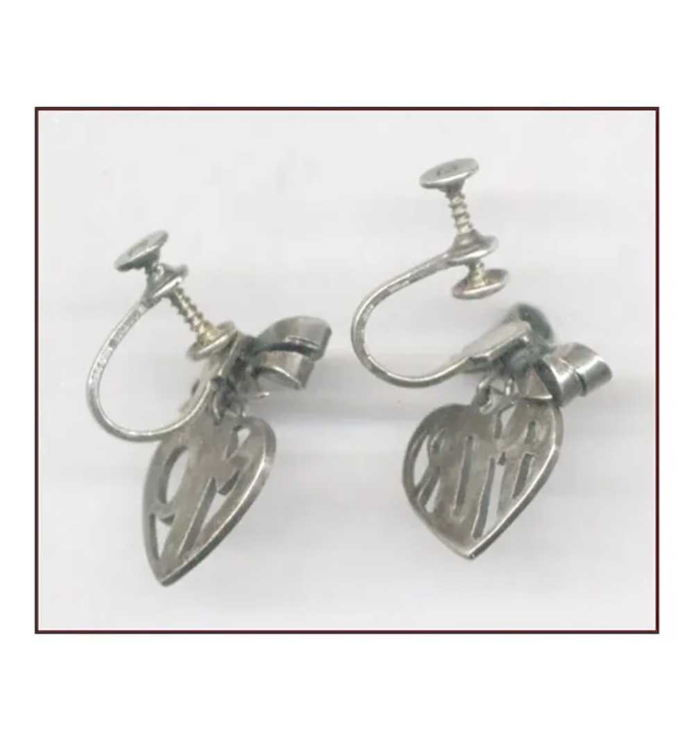 AMOR MIO (My Love) Silver Tone Screwback Earrings - image 2