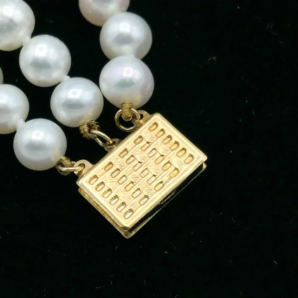 16" Triple Strand Pearl Necklace with 14K Clasp - image 7