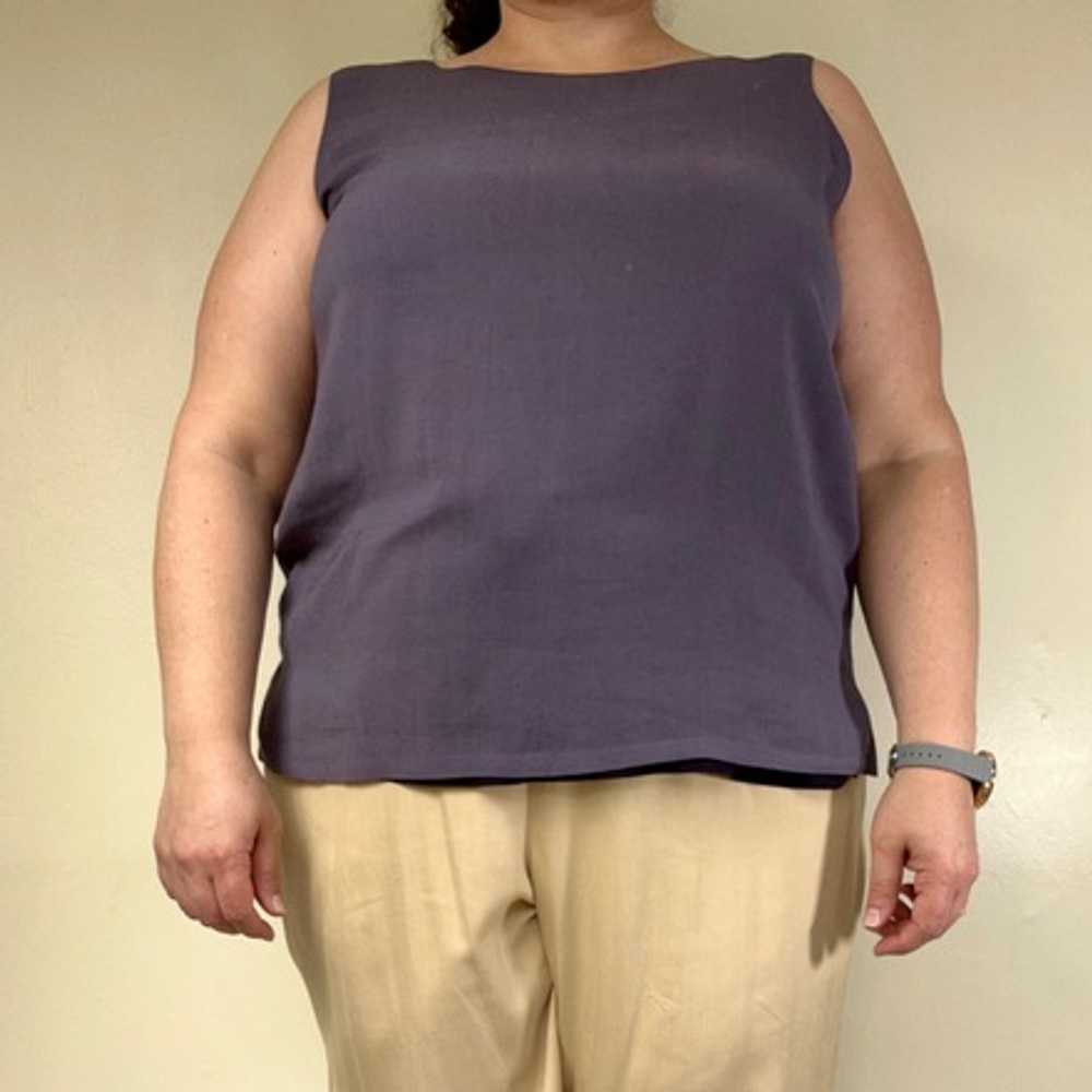 Linen Blend Reversible Deep + Light Purple Tank - image 2