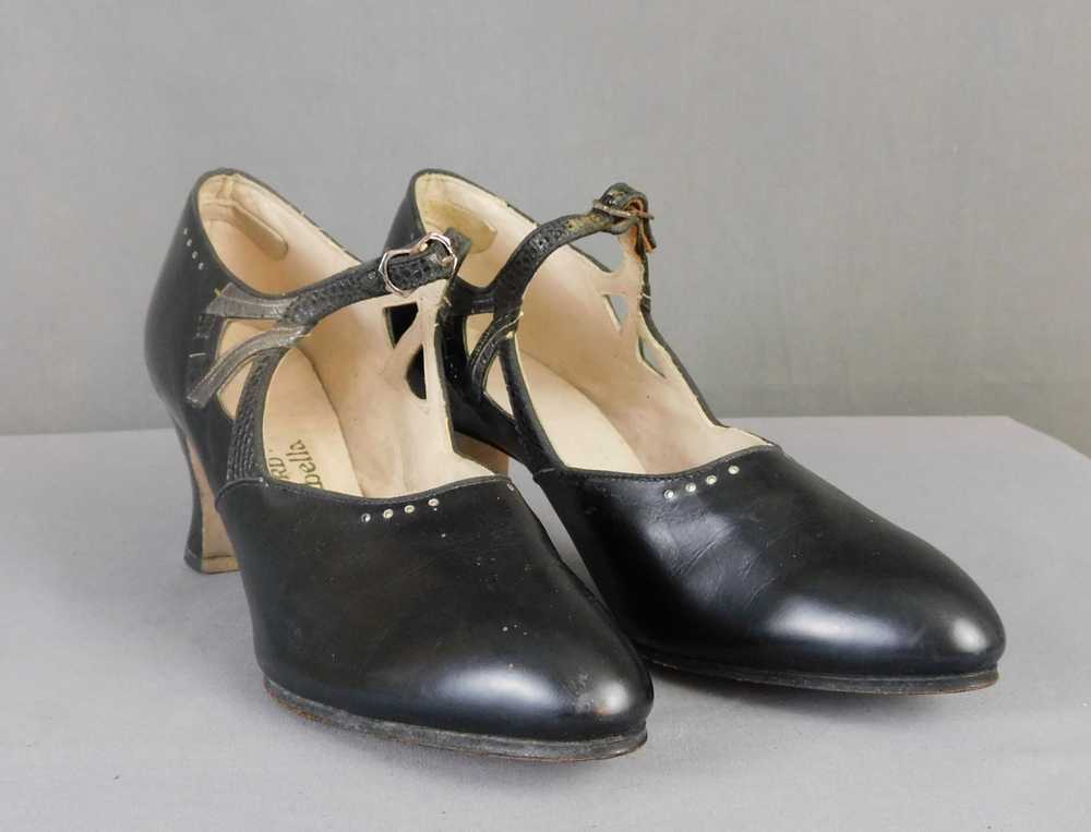 Vintage 1920s Mary Jane Pumps, Black Leather Shoe… - image 4