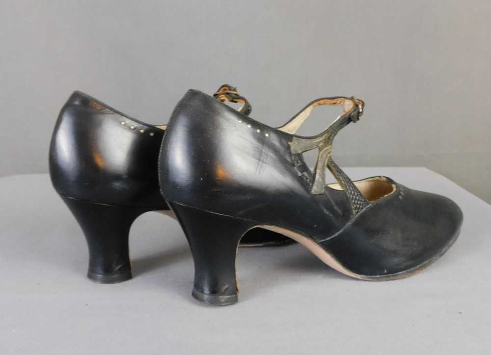Vintage 1920s Mary Jane Pumps, Black Leather Shoe… - image 8