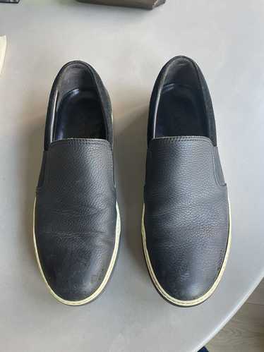 Lanvin Black leather and suede slip ons