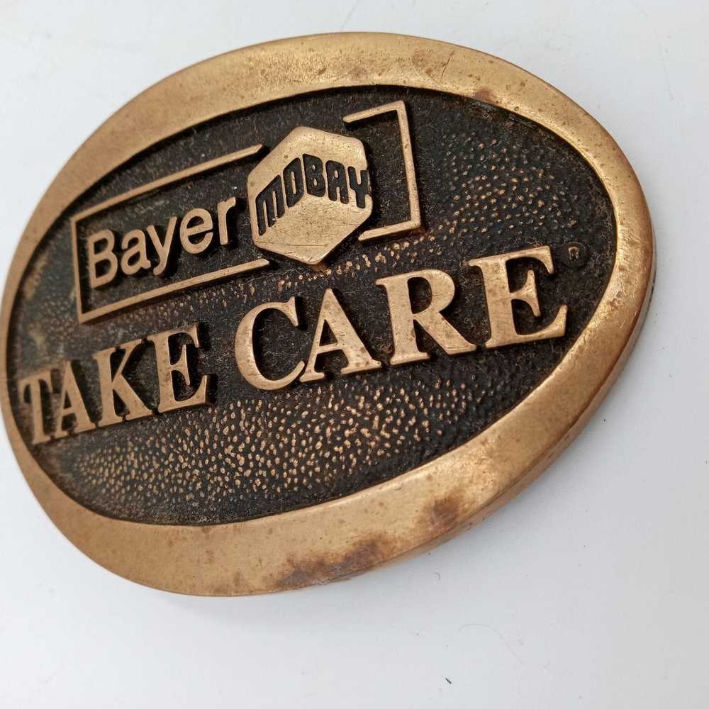 Vintage Bayer Mobay Belt Buckle Take Care Adverti… - image 4