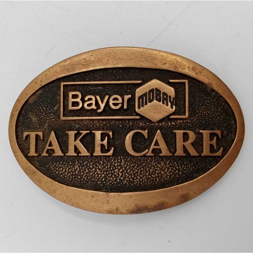 Vintage Bayer Mobay Belt Buckle Take Care Adverti… - image 5