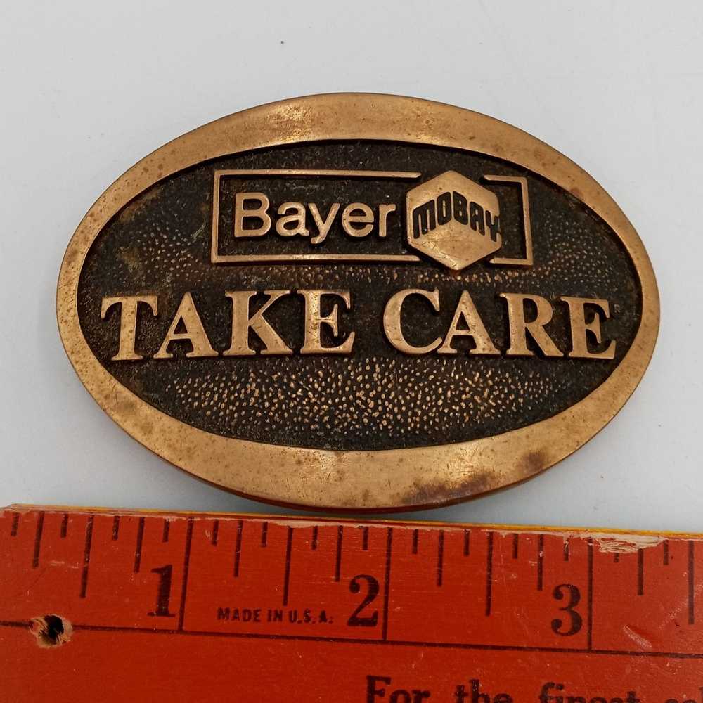 Vintage Bayer Mobay Belt Buckle Take Care Adverti… - image 8