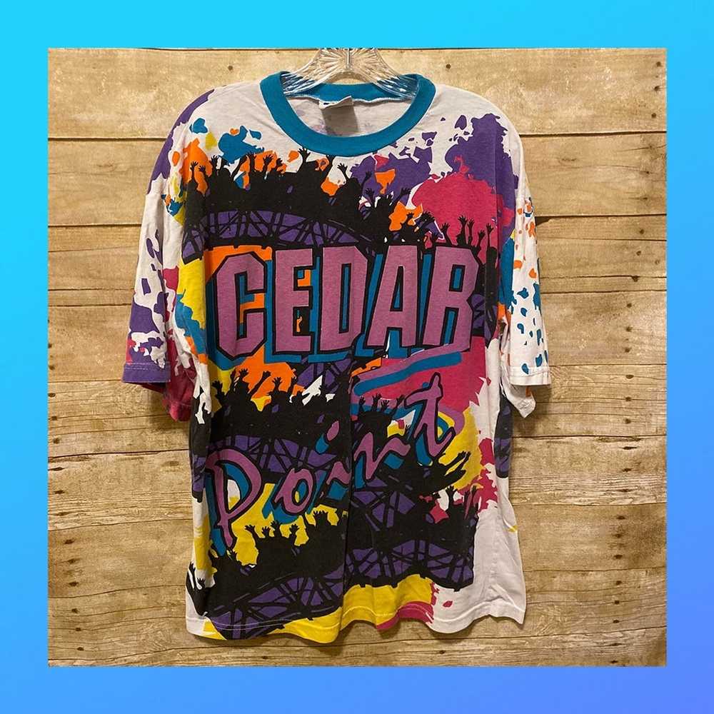 Other Vintage Cedar Point Splatter Paint All-Over… - image 1