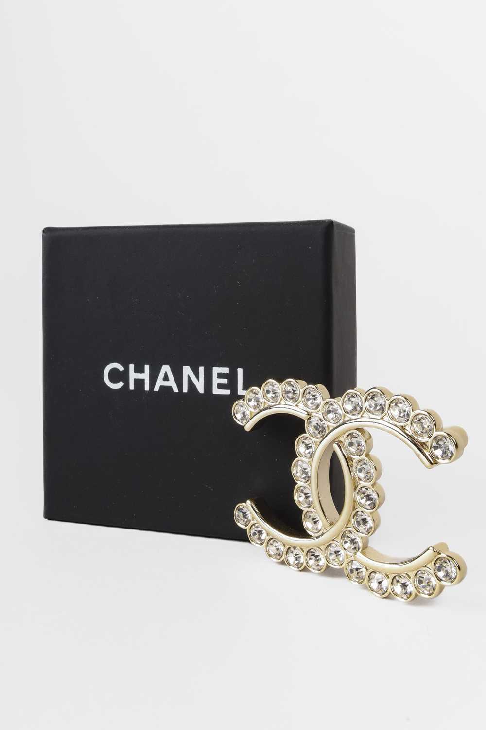 Chanel Chanel 20C Gold CC Crystal Brooch - image 1