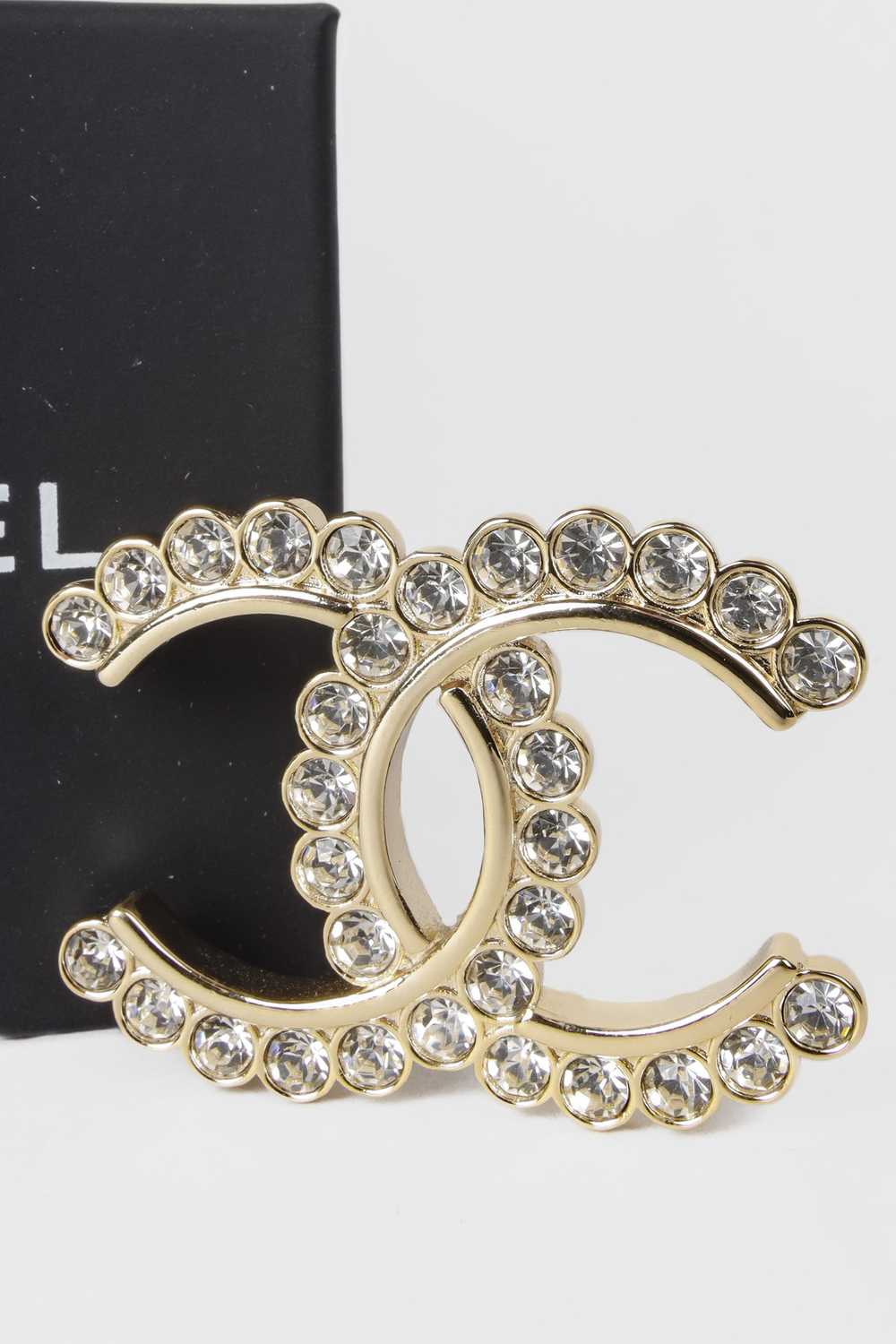 Chanel Chanel 20C Gold CC Crystal Brooch - image 2