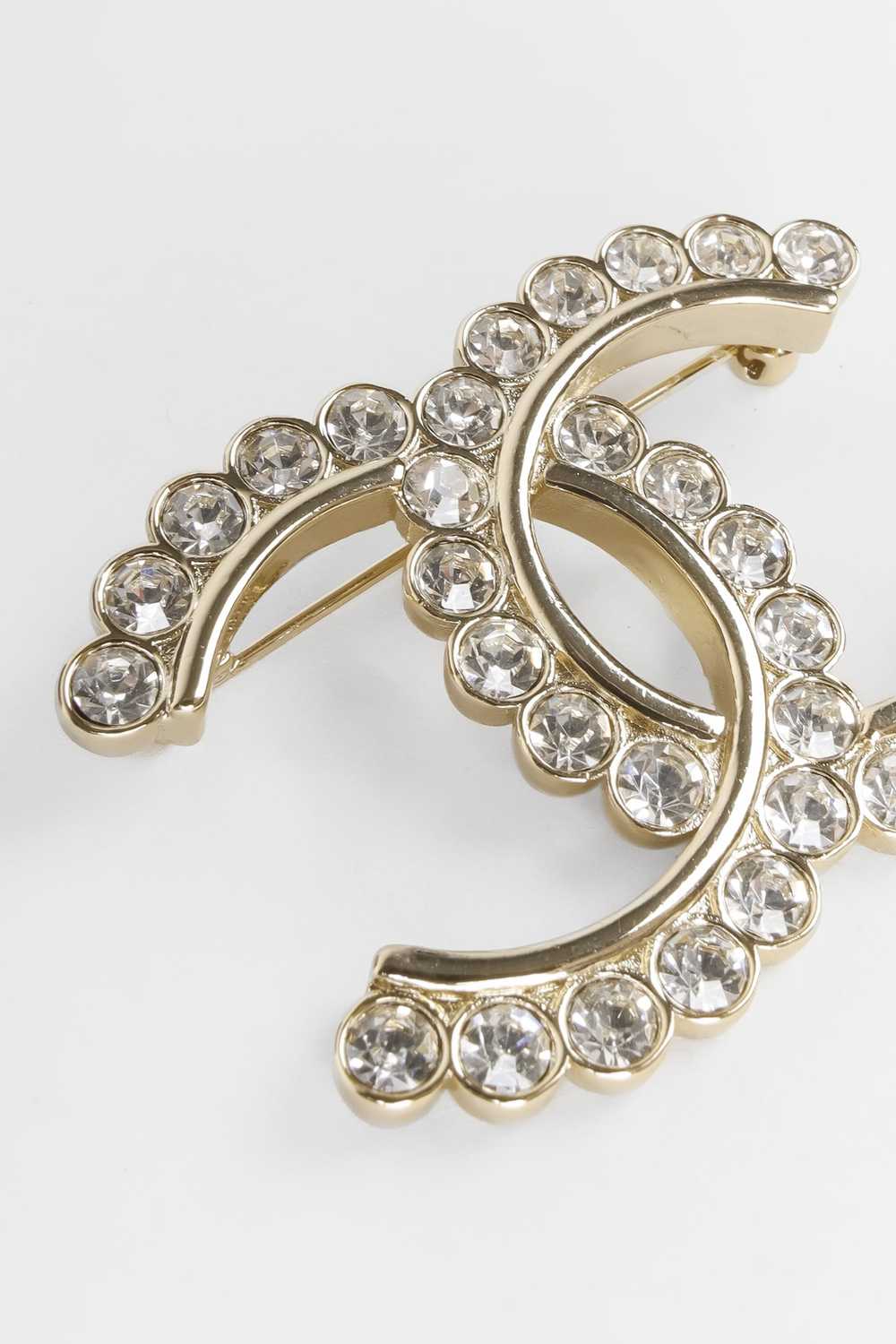 Chanel Chanel 20C Gold CC Crystal Brooch - image 3