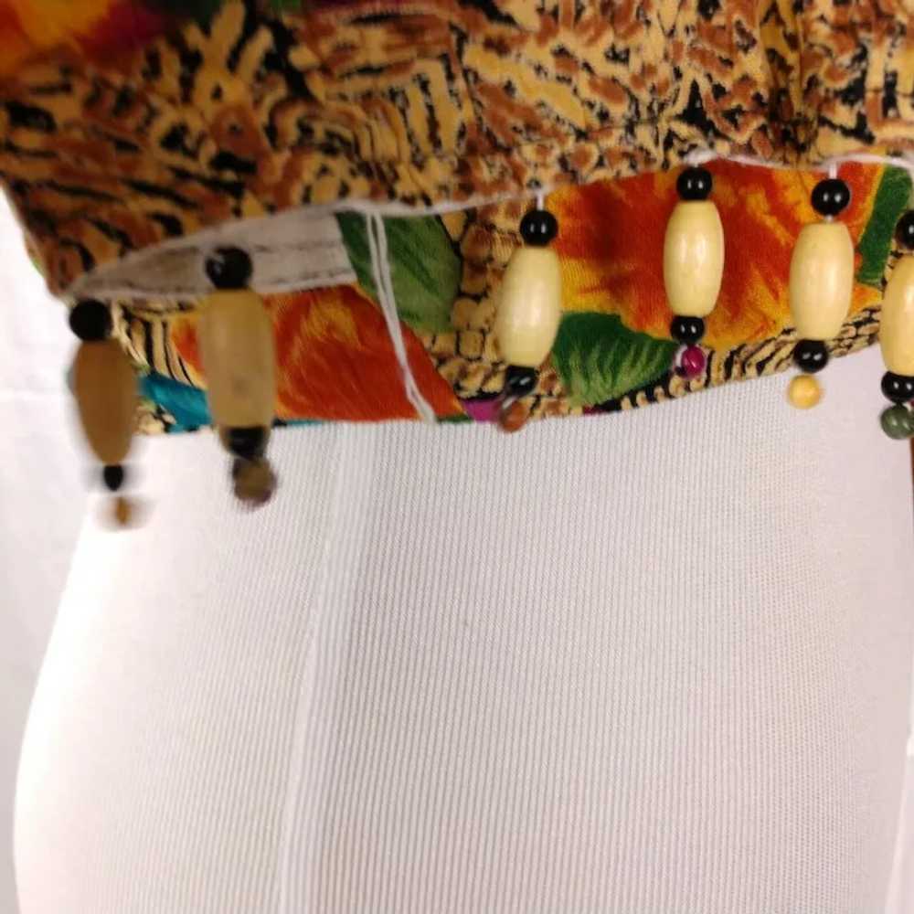 90s Carole Little Beaded Top Size M Tropical Prin… - image 5