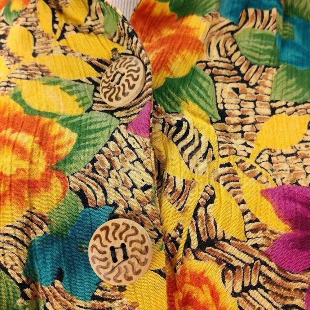 90s Carole Little Beaded Top Size M Tropical Prin… - image 8