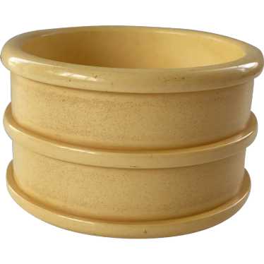 REDUCED Extra Wide Yellow Ribbed Bakelite Bangle